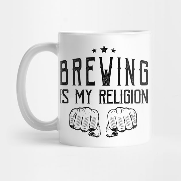 Brewing Is My Religion Typography Art Alcohol Liquor Beer Brewmaster Gift by twizzler3b